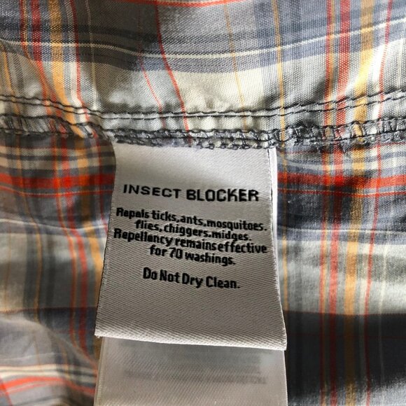 Columbia Shirt Outdoor Insect Blocker Lng Sleeve Size Medium grey/rd/ornge plaid - Picture 12 of 12